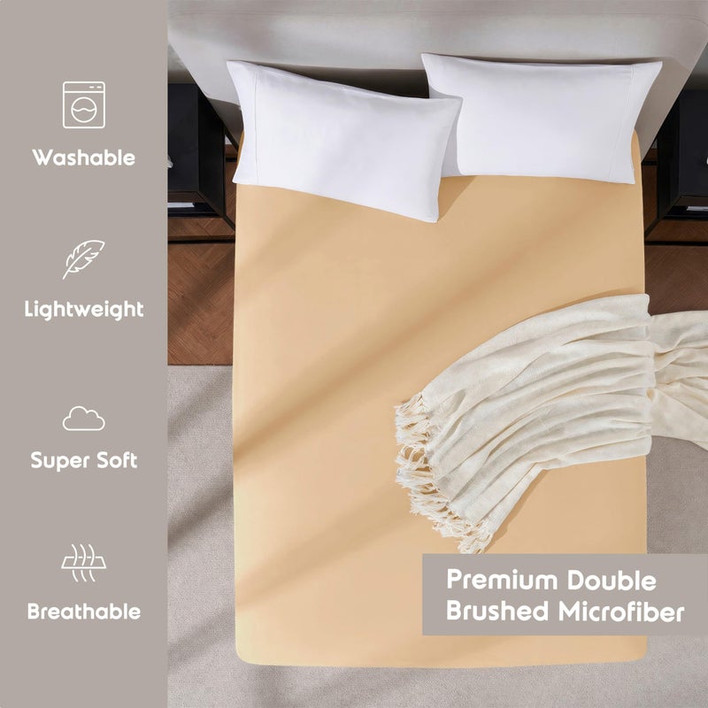 Nestl Camel Gold Extra Deep Pocket Fitted Sheet Full Size, Hotel Luxury Deep Pocket Full Size Fitted Sheet Only Easily Fits 18 to 24 Inch Mattress, Soft, Wrinkle-Free, Breathable with Corner Straps - Image 3